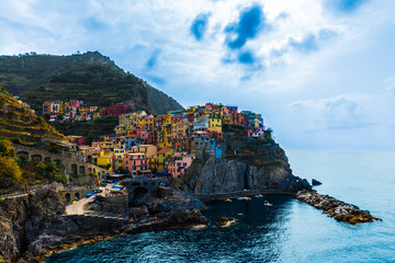 Fototapeta na wymiar Landscape of Manarola in Cinque Terre Italy