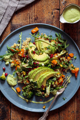 Salad with avocado, quinoa and butternut squash