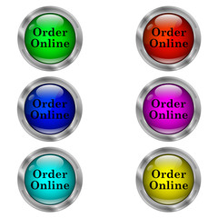 Order online icon. Set of round color icons.