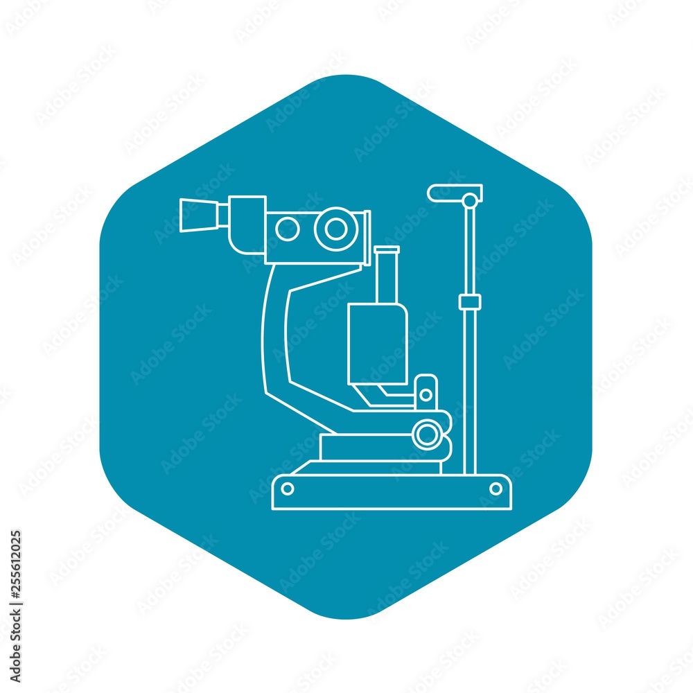 Poster phoropter, ophthalmic testing device machine icon. outline illustration of phoropter, ophthalmic tes