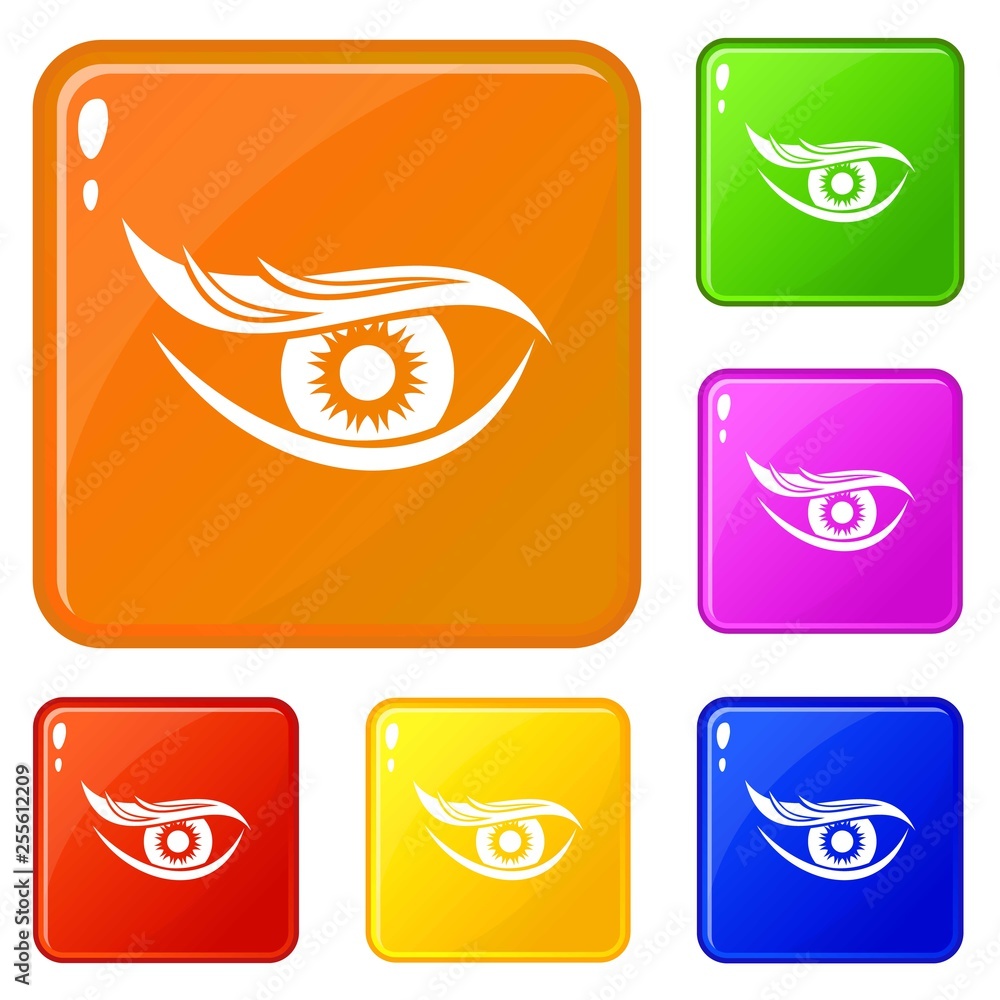 Poster eyesight icons set collection vector 6 color isolated on white background
