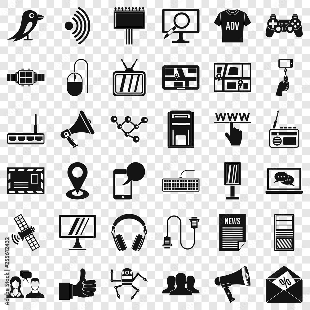 Poster talking icons set. simple style of 36 talking vector icons for web for any design