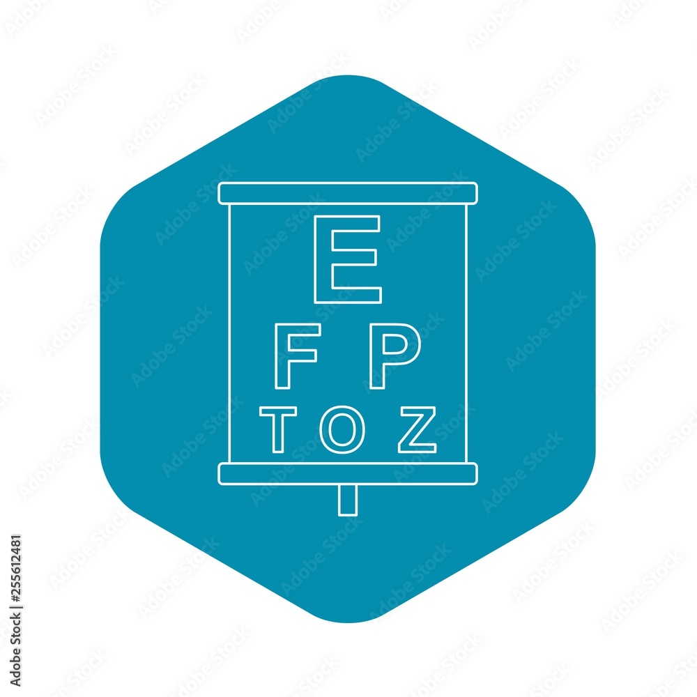 Poster placard with letters eyesight testing icon. outline illustration of placard with letters eyesight te