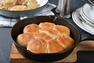 Fresh baked biscuits and chicken