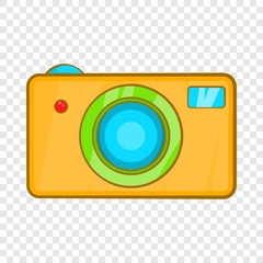 Yellow camera icon in cartoon style on a background for any web design 