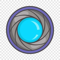 Camera aperture icon in cartoon style on a background for any web design 