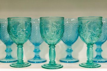 Blue glasses on the shelf