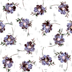 Exotic batik flowers pattern, jungle print design. Pattern for summer designs. Fashion trended botanical white background. Vibrant Hi Quality botanical artwork.