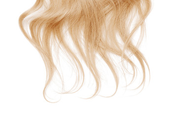 Long blond hair isolated on white background