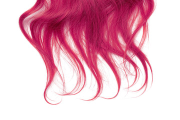 Long pink hair isolated on white background