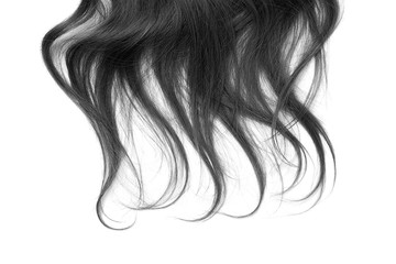 Long black hair isolated on white background