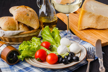 appetizer with tomatoes and mozzarella