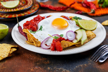 Mexican breakfast - chilaquiles dish