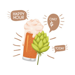 beer with foam and pinecone isolated icon