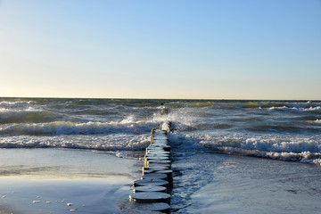 Wellenbrecher, Ostsee, Meer, Nordsee, Wellen, Hintergrund, Natur, Blau, Windig, Sonne, Urlaub,...