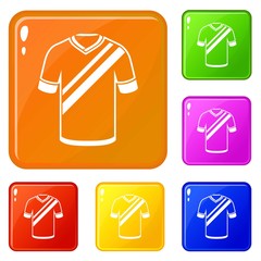 Shirt football icons set collection vector 6 color isolated on white background