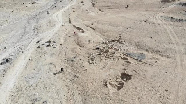 Aerial view of group cycler on mountains
