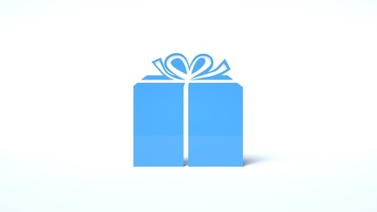 Blue Gift Box Isolated On The White Background - 3D Illustration.