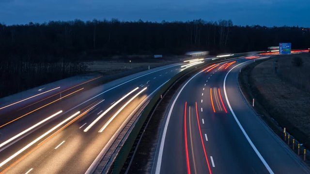 Evening rush hour on the highway - timelapse