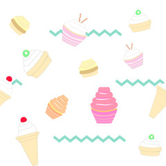  vector seamless pattern sweets on white background