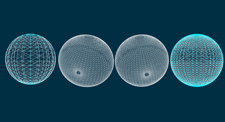 3d sphere with mesh effect, abstract connections with dots are in space, trasparent planet, vector illustration eps 10