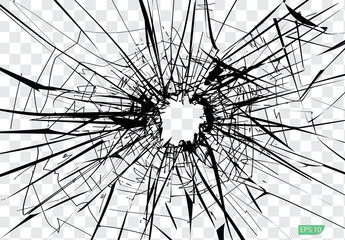 Broken glass, cracks, bullet marks on glass. High resolution . Only commercial use