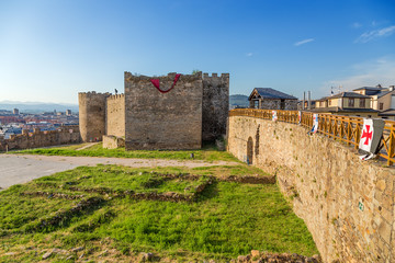 Fototapeta na wymiar Ponferrada, Spain. Citadel and wall of the castle of the Knights Templar, XII - XV centuries
