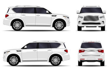 Obraz premium realistic SUV car. front view; side view; back view.
