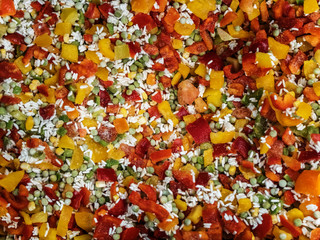 Frozen Hawaiian Vegetable Mix in Refrigerator in Store