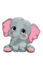 Greeting card cute cartoon Elephant