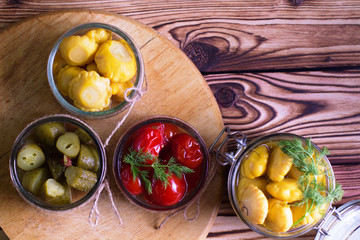 Jars of fermented vegetables.