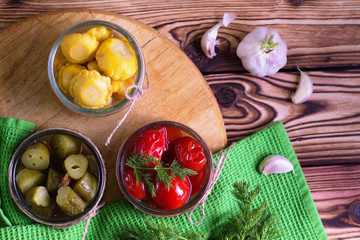 Jars of fermented vegetables.