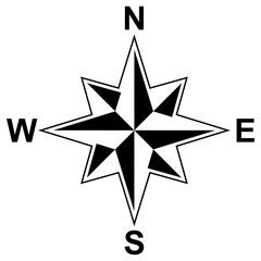 Kompass Rose Vektor Symbol auf einem isolierten weißen Hintergrund.