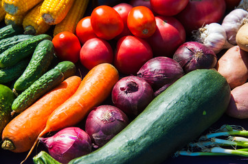 Fresh vegetables and fruits background