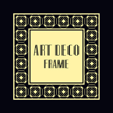 Vintage retro ornamental art deco border frame. Geometric ornate element for design