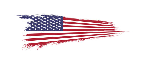 Flag of USA in grunge brush stroke.