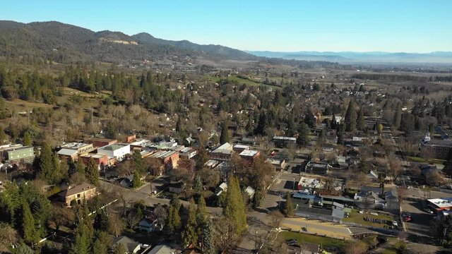 Aerial view of Jacksonville in Southern Oregon.