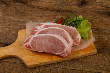 Raw pork steak