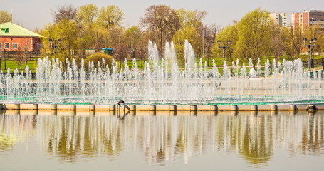 Fountain in the spring city park