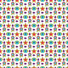 Seamless pattern with stickers. Flat Outline Vector Background