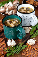 Home made mushroom soup with potato and carrot 