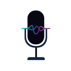 microphone with sound wave isolated icon