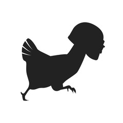 Silhouette of a running chicken in a helmet level 3, games PUBG (PlayerUnknown’s Battlegrounds). Vector logo PUBG. Winner winner chicken dinner 