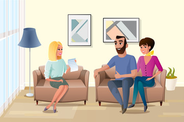 Happy Family Accepting Terms of Contract Vector