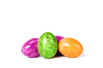 Different decorative Easter eggs isolated on white background
