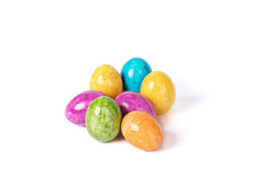 Different decorative Easter eggs isolated on white background