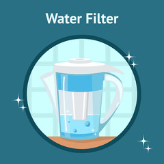 Water Filter Jug, Pitcher Vector Poster with Text