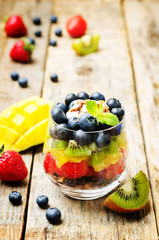 rainbow fruit granola and Greek yogurt parfait