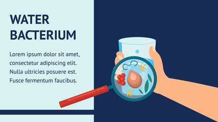 Water Bacterium Vector Web Banner with Text Space