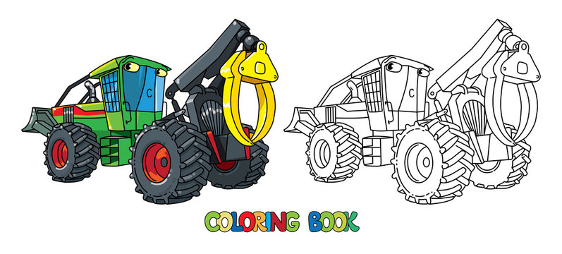 Funny skidder car with eyes coloring book